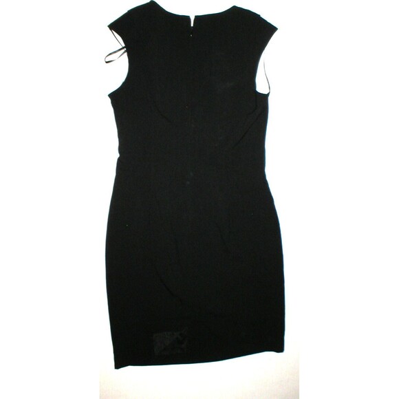 New Calvin Klein 10 Womens Sheath Dress Black Work Date Ruched Waist Cap Sleeves - Picture 7 of 8